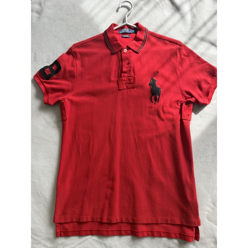 Polo Ralph Lauren Men Custom Slim Fit Polo Shirt Big Pony Logo Size M Red